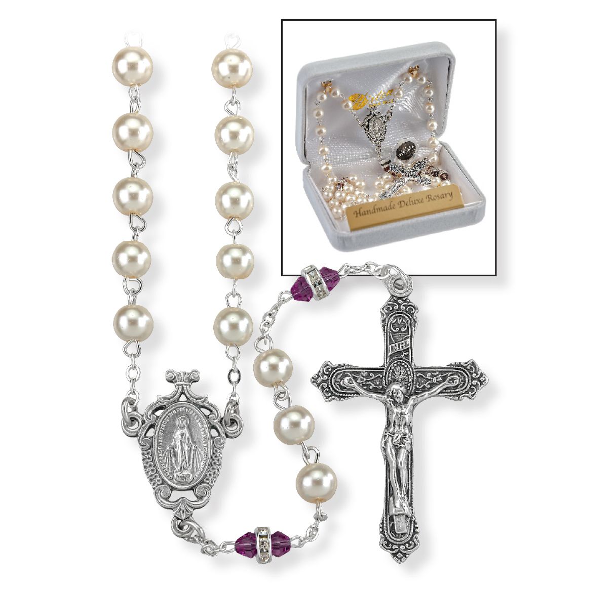 February Imitation Pearl Rosary - TA246FEB