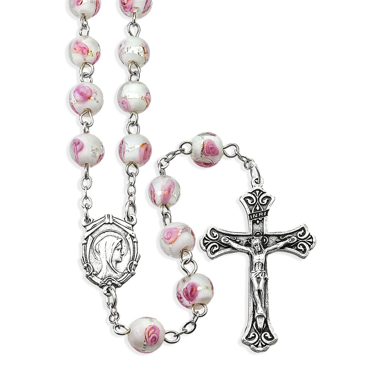 Pink Venetian Rose Bead Rosary - TA1182PK