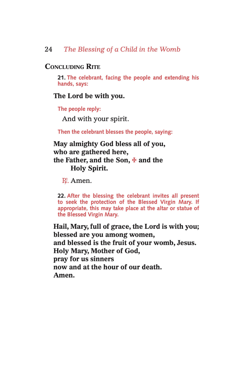 Rite for the Blessing of a Child in the Womb/Rito de Benedicion de una Criatura en el Vientre Materno  - YB7316