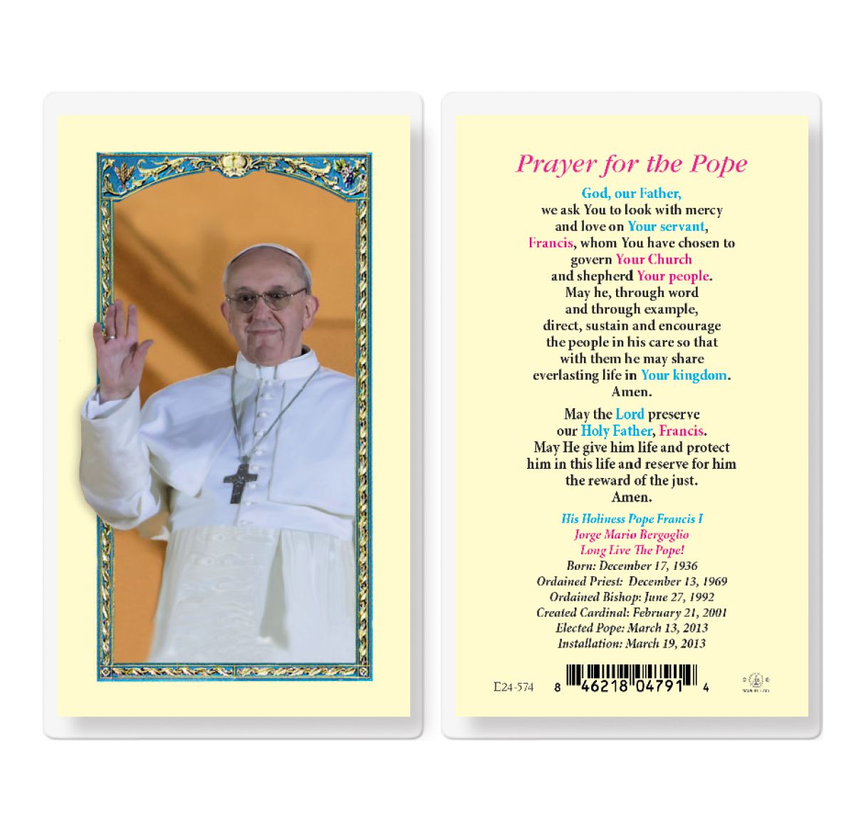 Pope Francis Holy Card - TAE24574