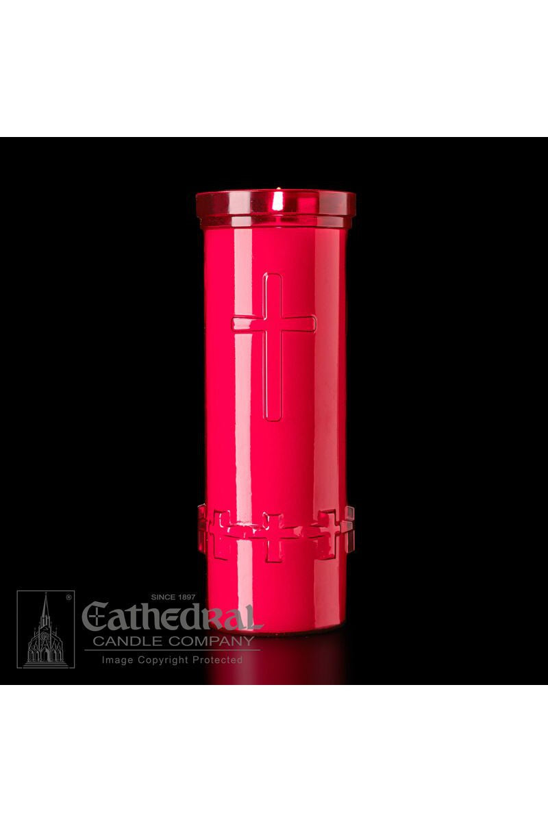 6-Day Ruby Raised Cross Candle - UM793-47