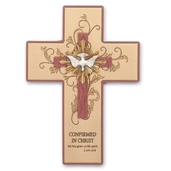 9" Confirmation Wall Cross "Holy Spirit" Red - LI62177