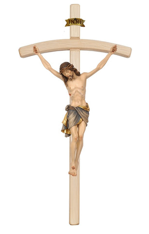 Light Siena Crucifix with Blue Colored Cloth Bent Cross - MX722000HB