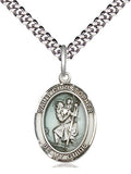 St Christopher medal with blue epoxy - FN8022E