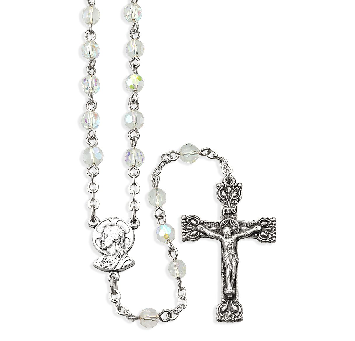 Crystal Aurora Borealis Bead Rosary - TA01115CR