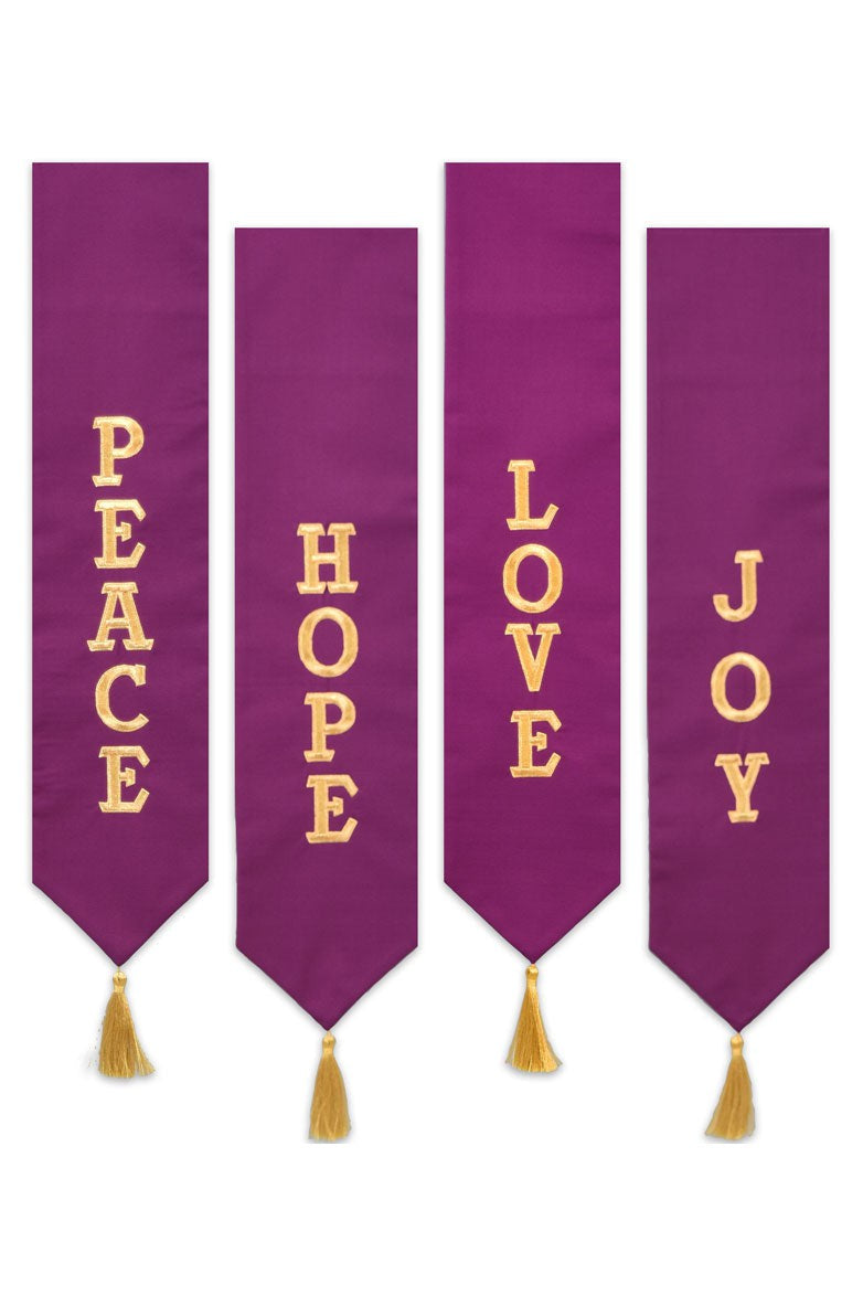 Advent Wreath Banners-SLRW5030P-Church Life-Beau Veste-Purple-Metallic Gold-Michigan Church Supply