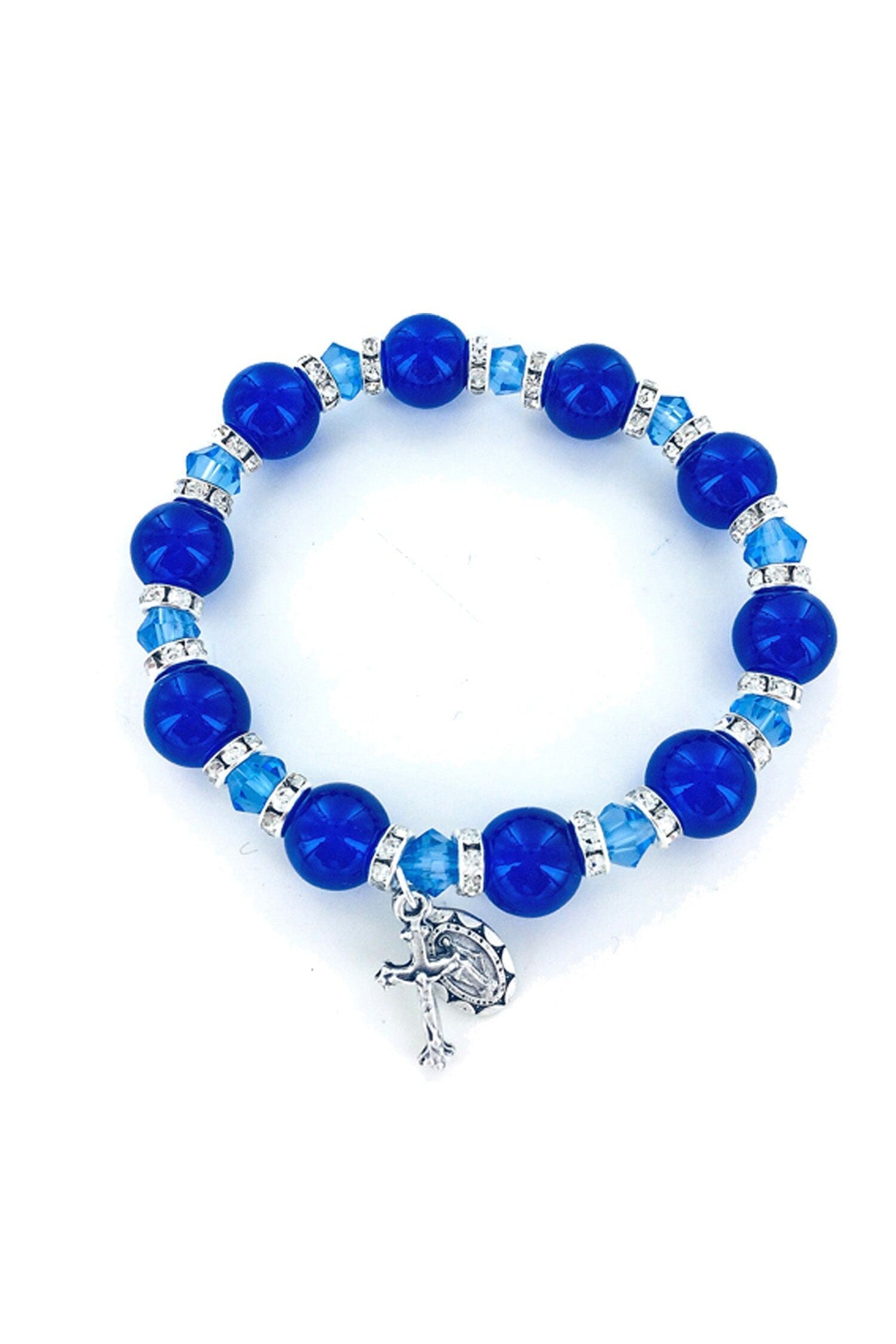 Blue Glass Beaded Bracelet - WOSR4027BL-Inspirational Gifts-Singer-Michigan Church Supply
