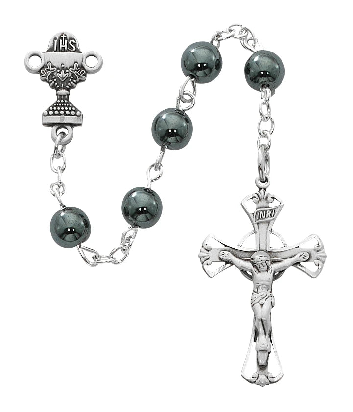 Hematite First Communion Rosary - UZC13RB