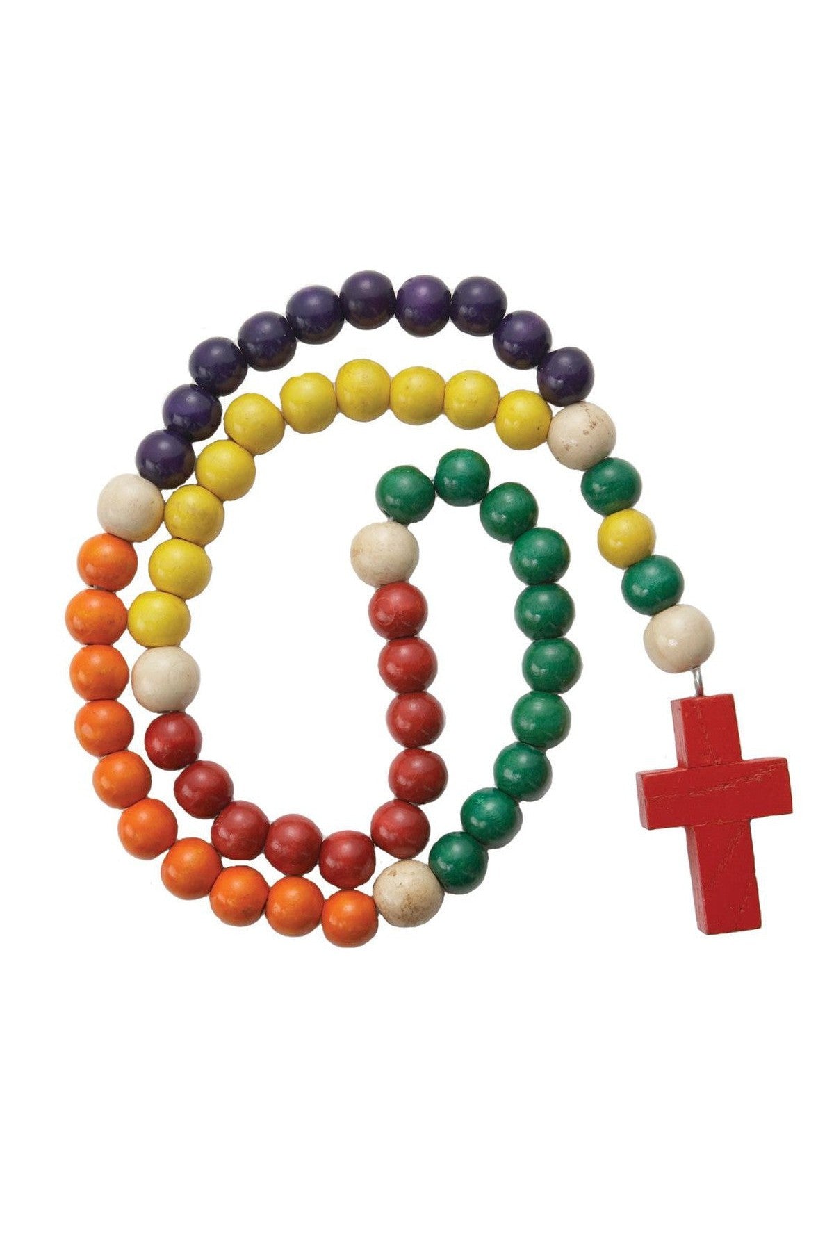 Colored Wood Bead Rosary 14 inch - WOSR3373-Inspirational Gifts-Singer-Michigan Church Supply