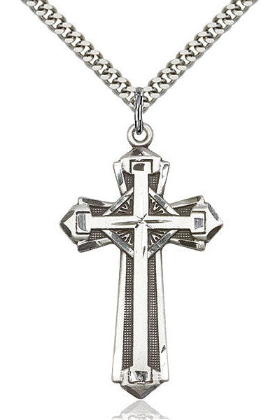 Cross Medal - FN0650Y-Jewelry-Bliss Mfg-Sterling Silver-Michigan Church Supply