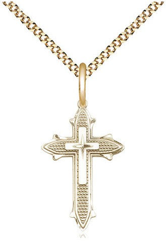Cross on Cross Medal - FN6058-Jewelry-Bliss Mfg-Gold Filled-Michigan Church Supply