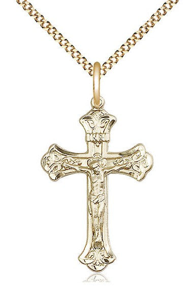 Crucifix Medal - FN0622-Jewelry-Bliss Mfg-Gold Filled-Michigan Church Supply