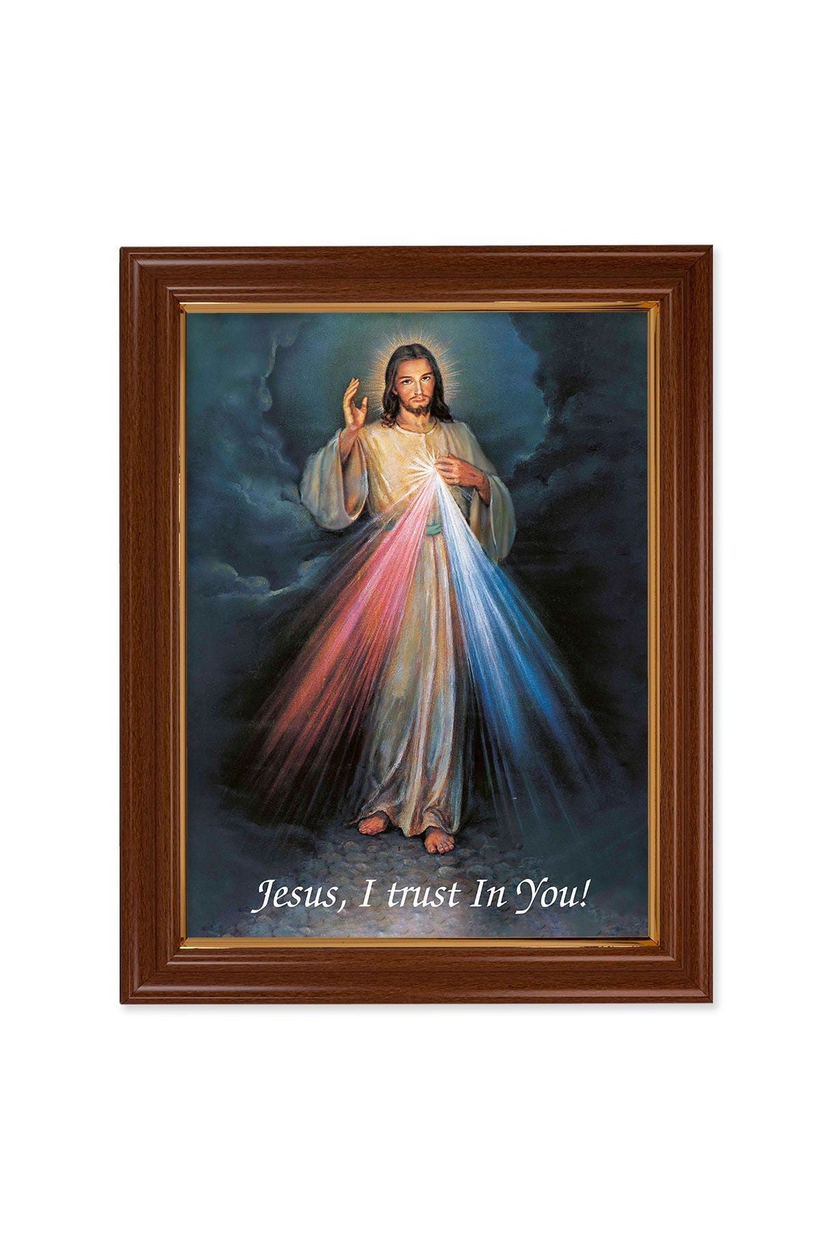 Divine Mercy Walnut Frame - TA134-123-Inspirational Gifts-Hirten-Michigan Church Supply