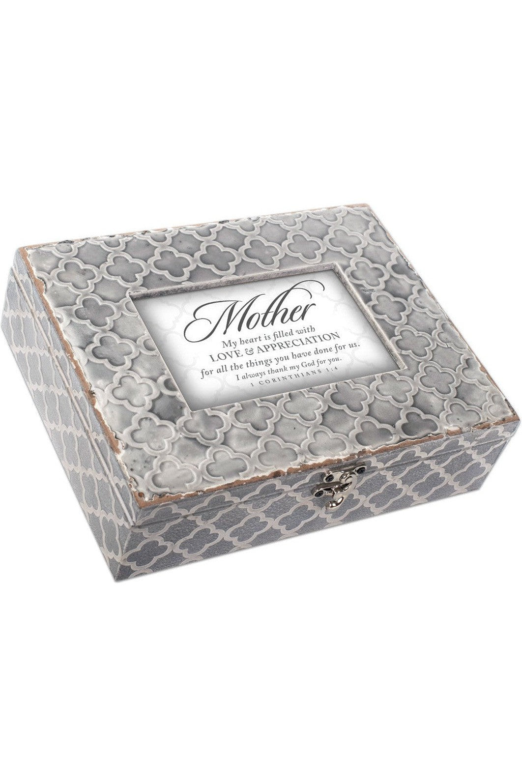 Exquisitely Embossed Grey Moroccan Music Box - Mother - GPEMBGMTHOU-Inspirational Gifts-Cottage Garden-Michigan Church Supply