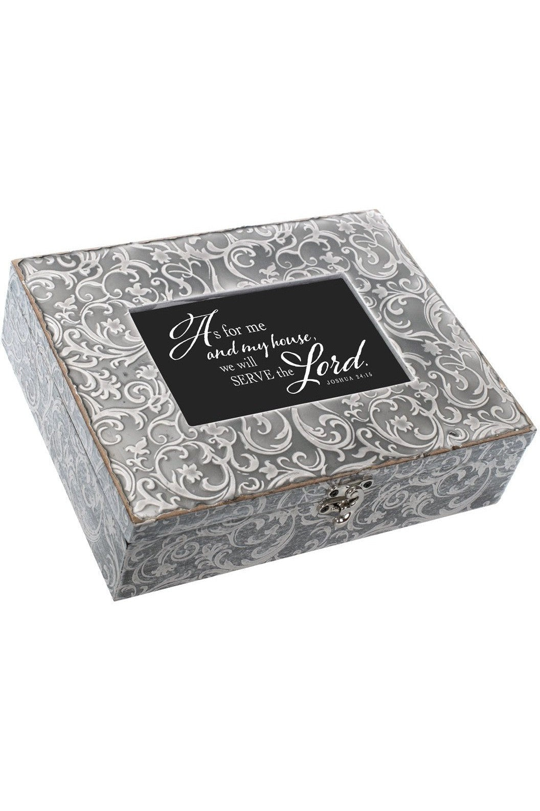Exquisitely Embossed Grey Music Box HHouse - GPEMBGRTHOU-Inspirational Gifts-Cottage Garden-Michigan Church Supply