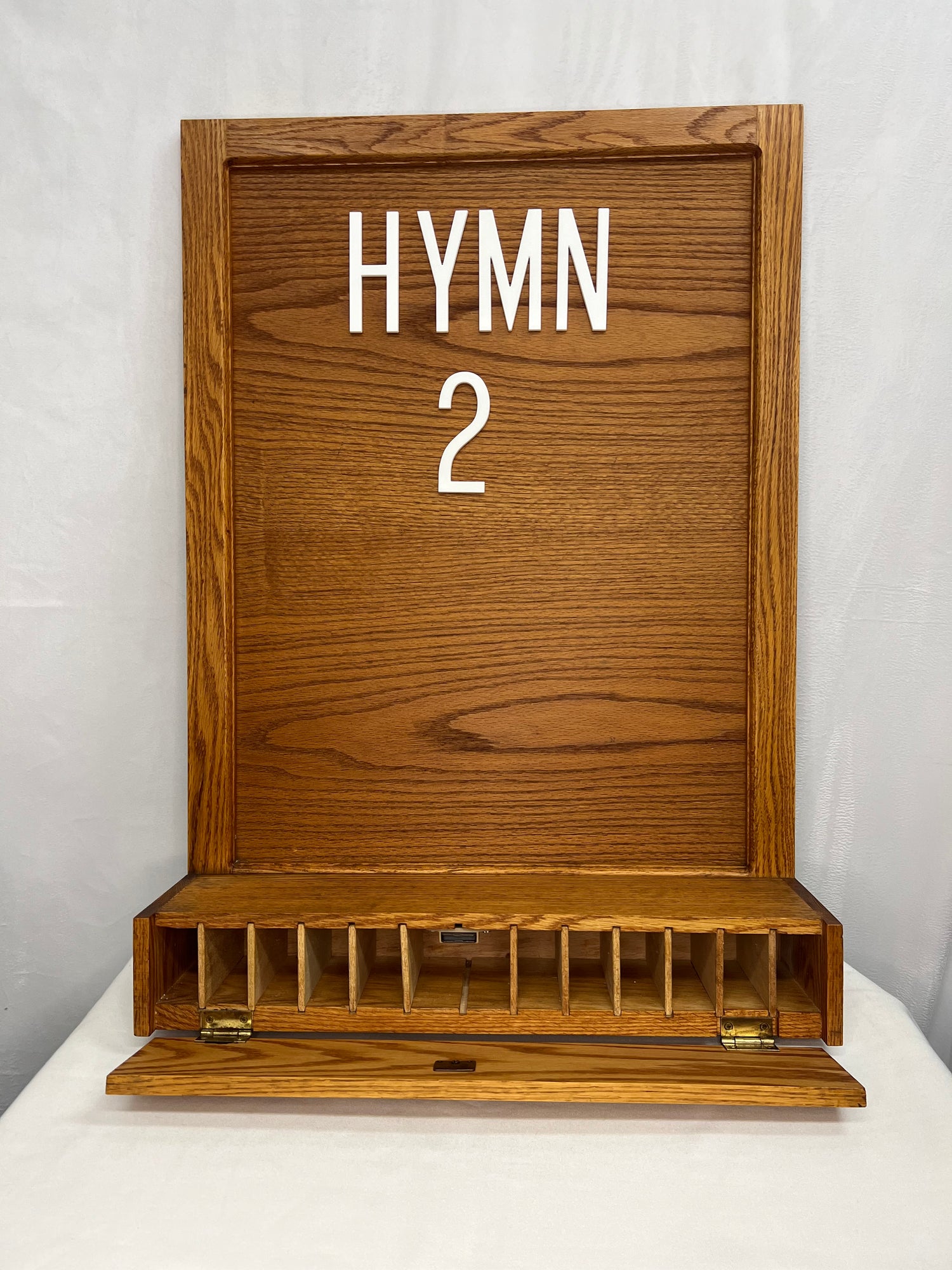 Oak Hymn Board - Magnetic Hymn Board with Storage