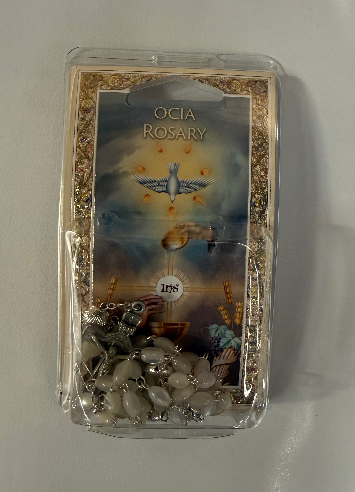 White Pearl Bead OCIA Specialty Rosary Boxed - TA132352WT