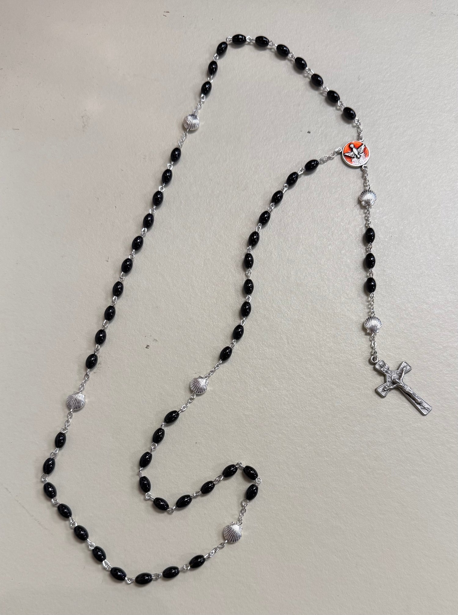 Black Oval Bead OCIA Specialty Rosary Boxed