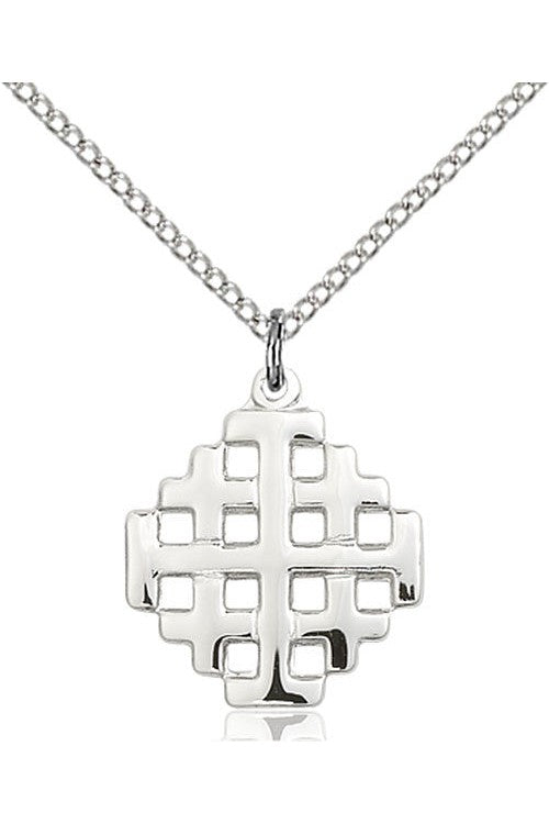 Jerusalem Cross Medal - FN4139-Jewelry-Bliss Mfg-Sterling Silver-Michigan Church Supply
