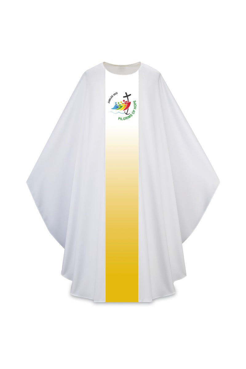 Jubilee Chasuble "Pius" - White - WN17672-Church Life-Art Studio Slabbinck-Michigan Church Supply