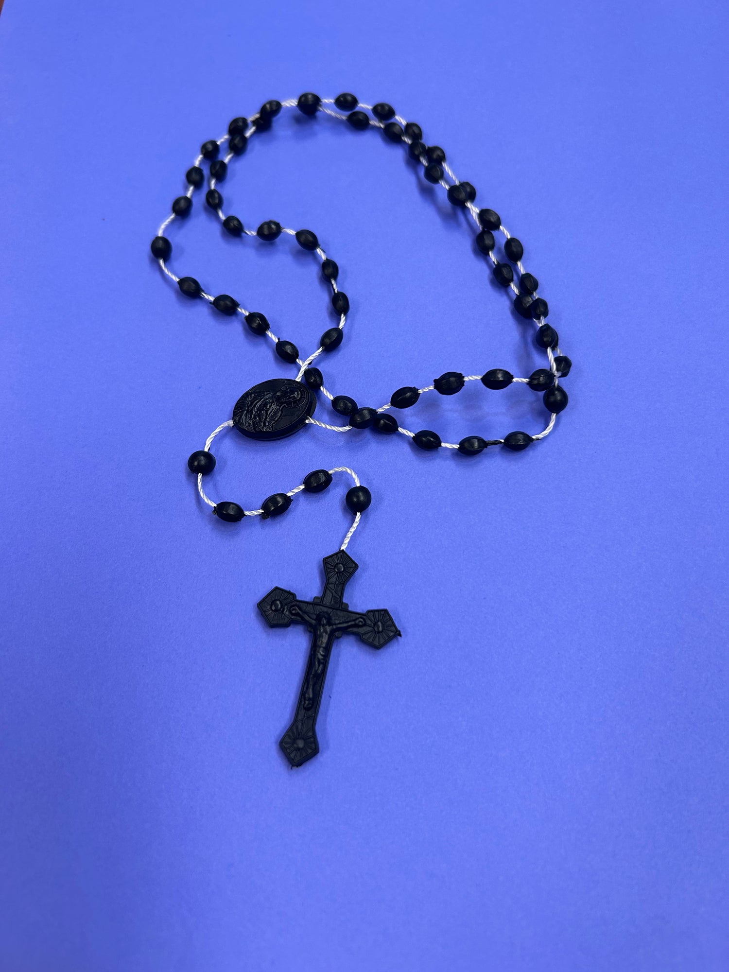 Black Economical Plastic Cord Rosary - LA2630601