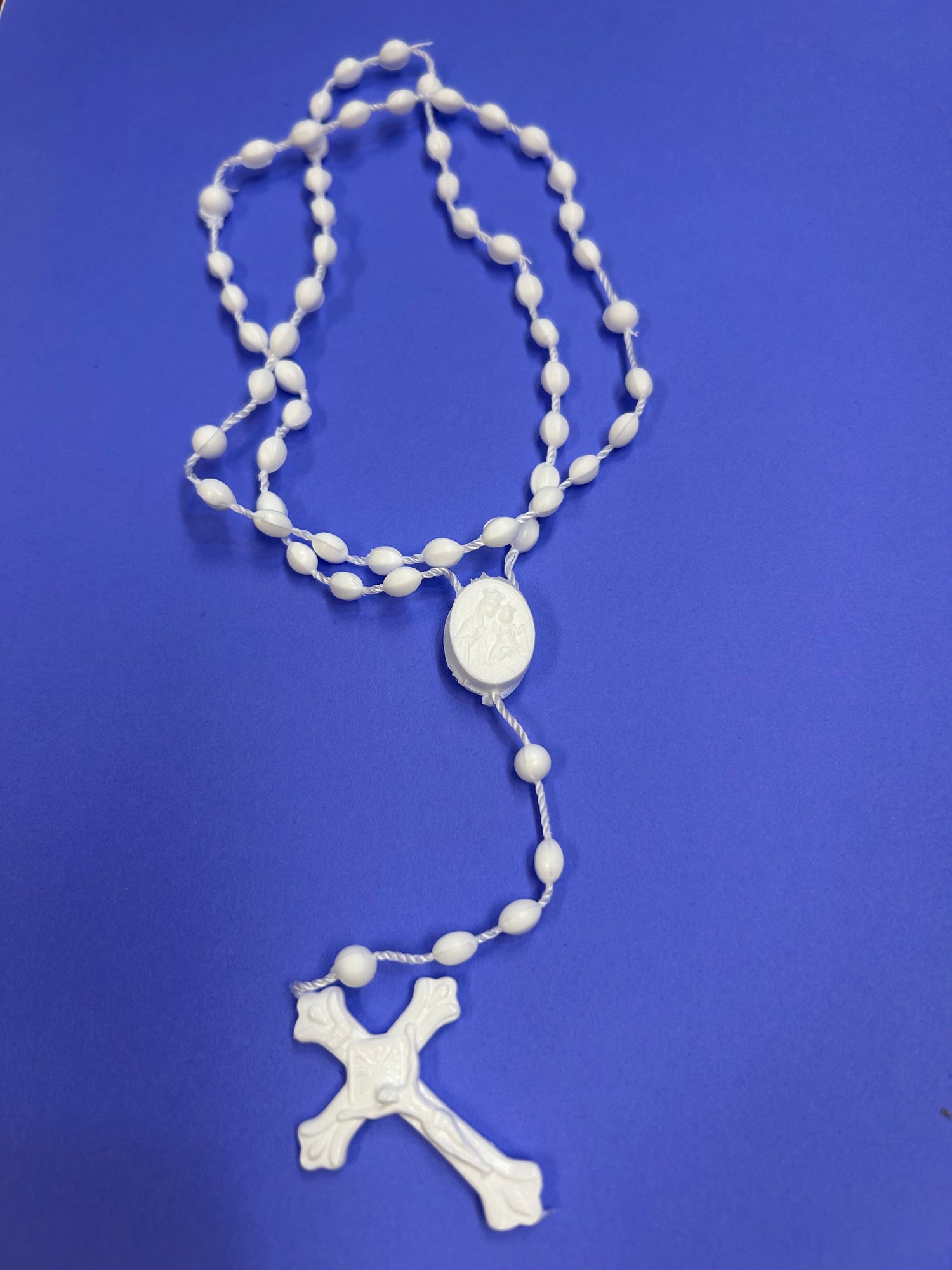 White Economical Plastic Cord Rosary - LA2630602
