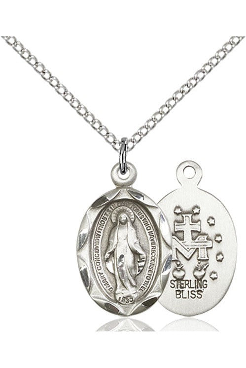 Miraculous Medal - FN0612M-Jewelry-Bliss Mfg-Sterling Silver-Michigan Church Supply