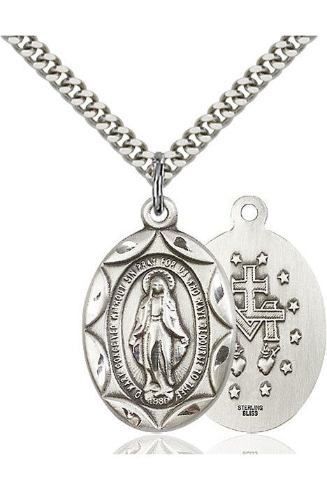 Miraculous Medal - FN0801M-Jewelry-Bliss Mfg-Sterling Silver-Michigan Church Supply