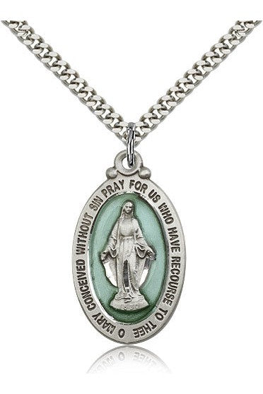 Miraculous Medal - FN4145EM-Jewelry-Bliss Mfg-Sterling Silver-Michigan Church Supply
