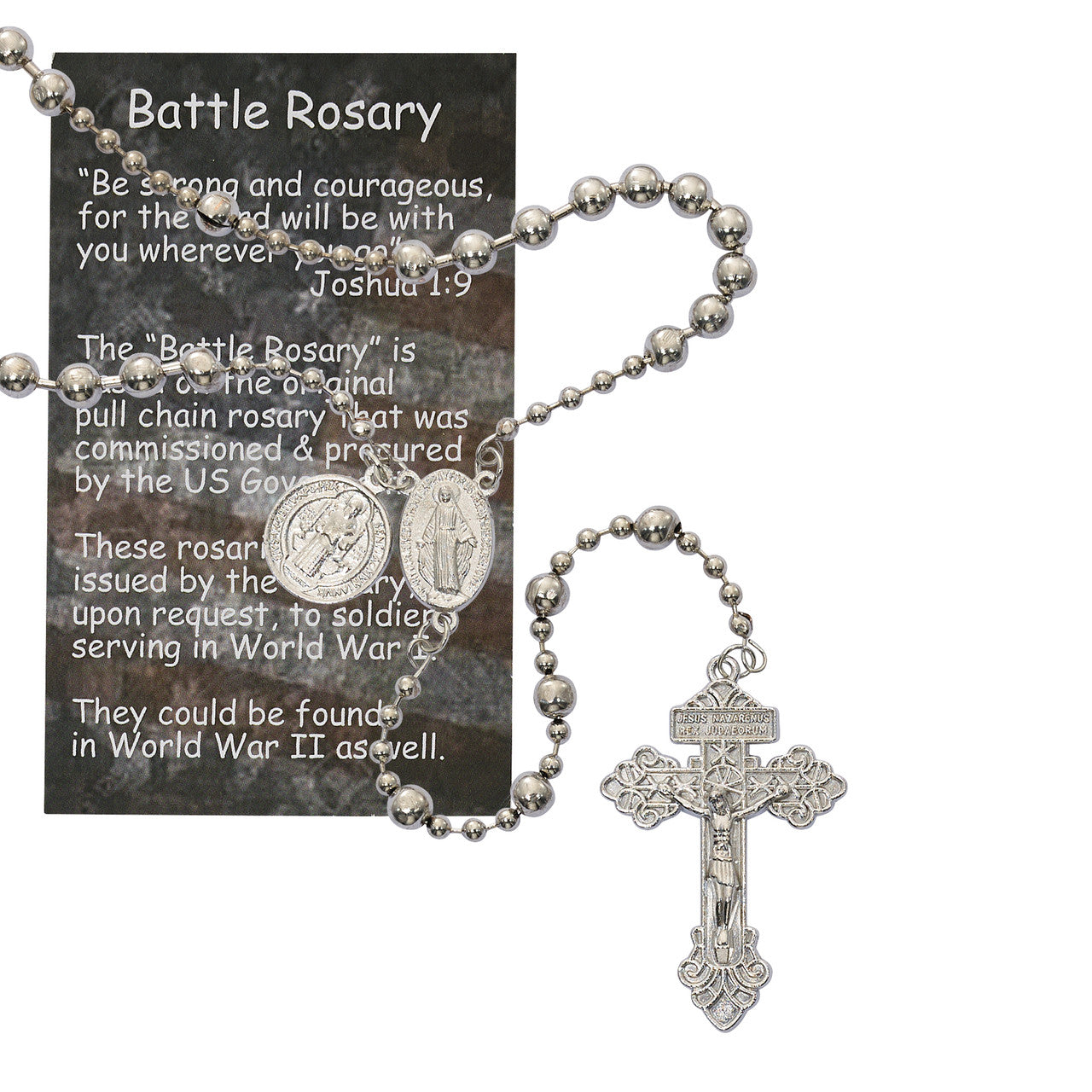 Silver Battle Rosary-UZP415
