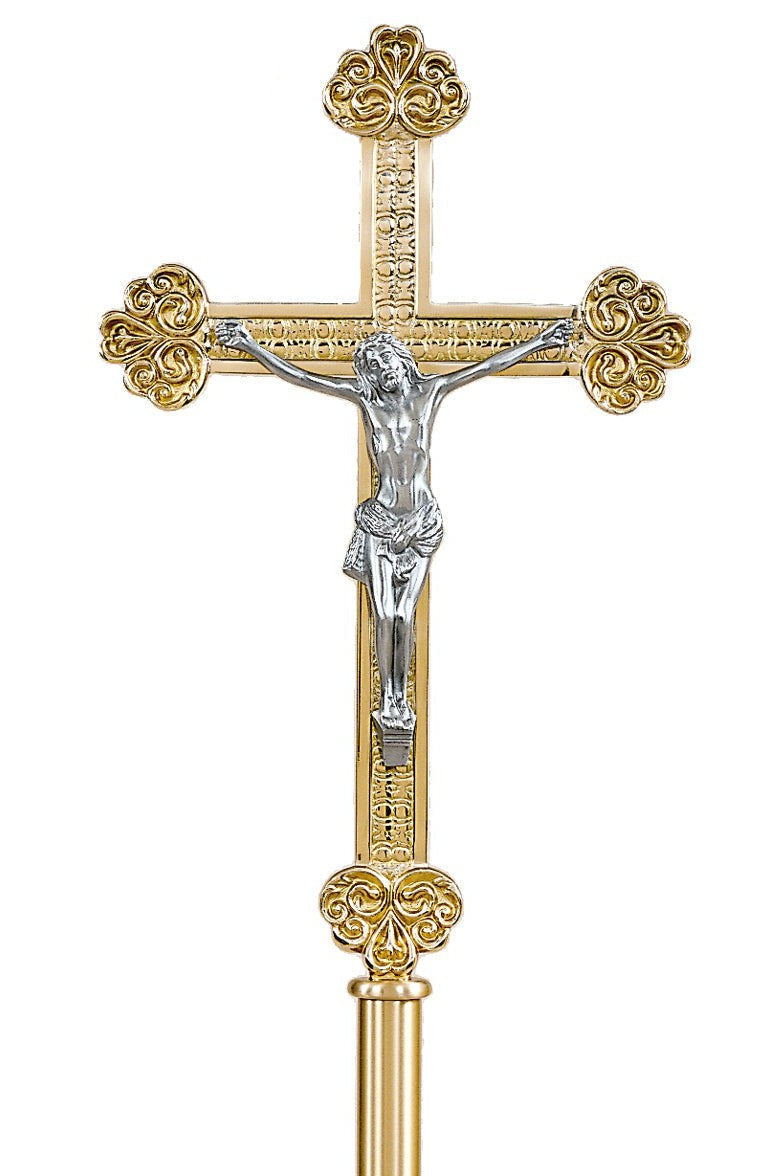 Processional Cross - QF29PC52-Church Life-Empire Bronze-High Polish-Michigan Church Supply