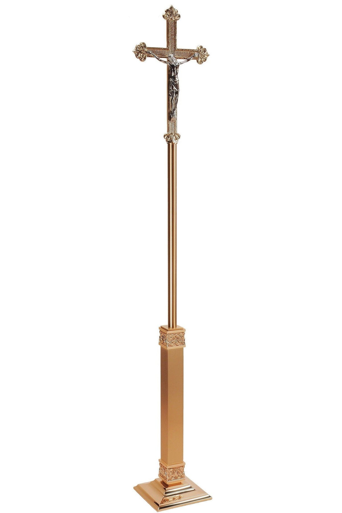 Processional Cross - QF90PC35-Church Life-Empire Bronze-Brass Column-Michigan Church Supply