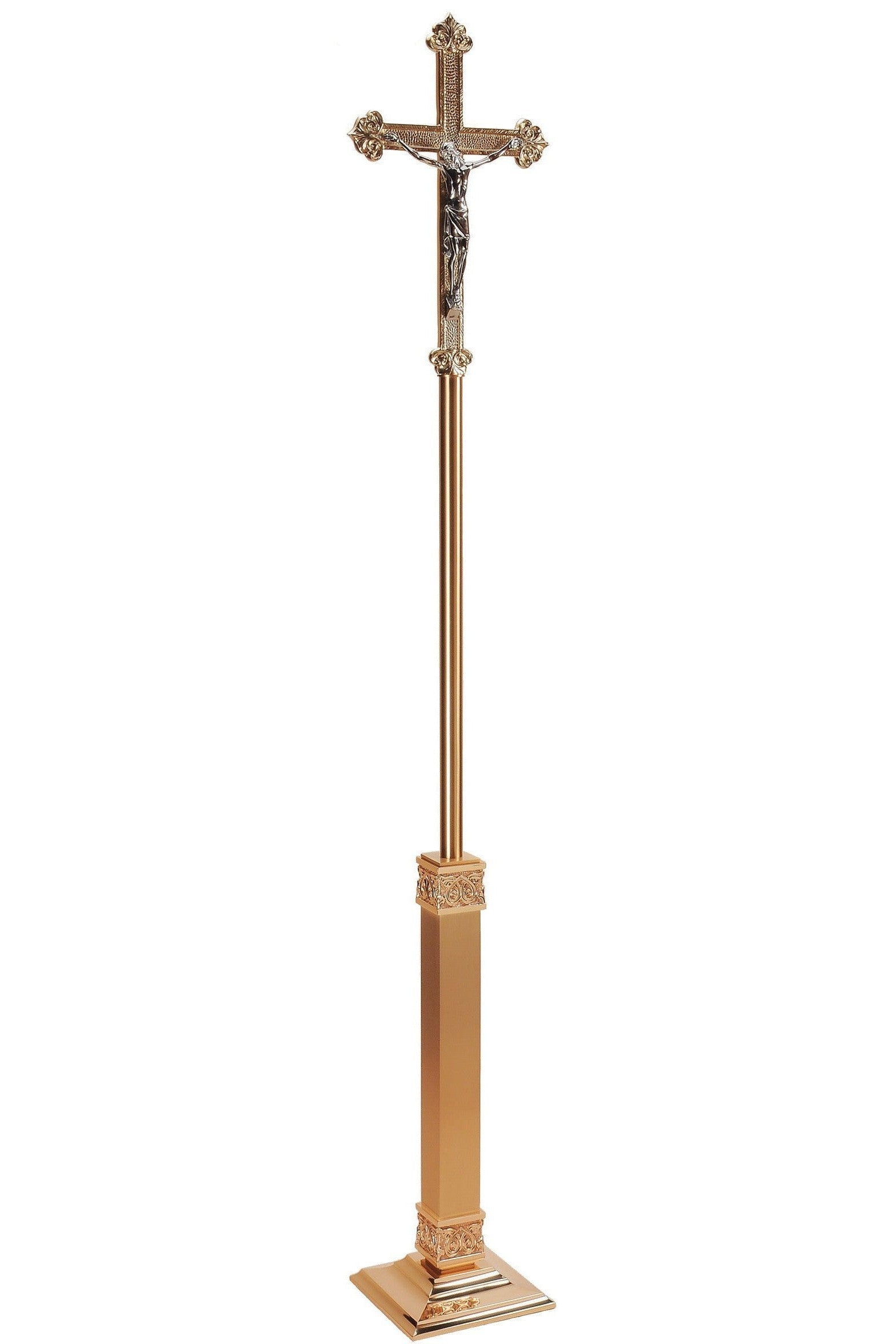 Processional Cross - QF90PC35-Church Life-Empire Bronze-Brass Column-Michigan Church Supply