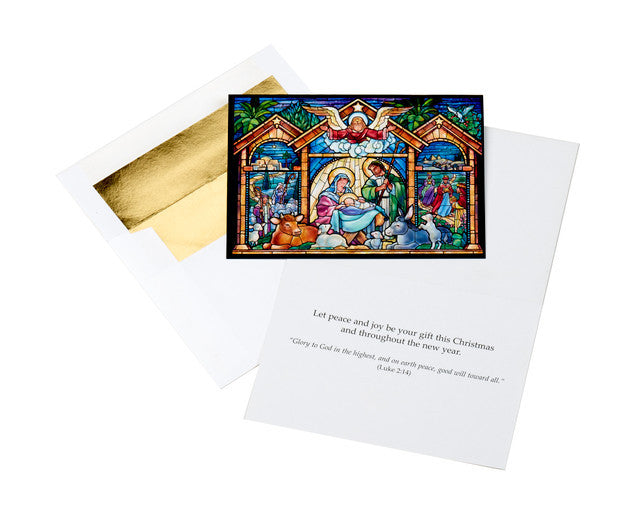 Stained Glass Nativity Christmas Cards - VRBRWSTG