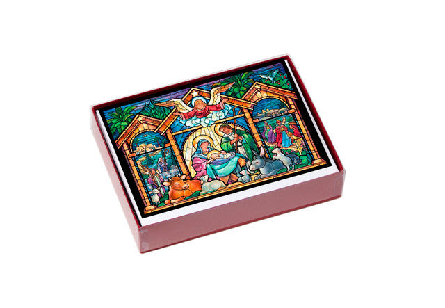 Stained Glass Nativity Christmas Cards - VRBRWSTG