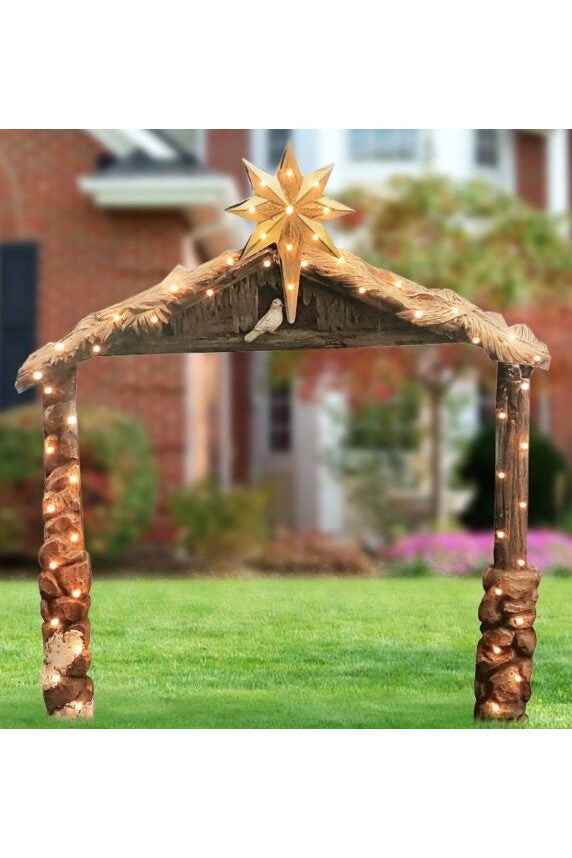 Real Life Outdoor Nativity-Inspirational Gifts-Three Kings Gifts-Lighted Stable Only-Michigan Church Supply