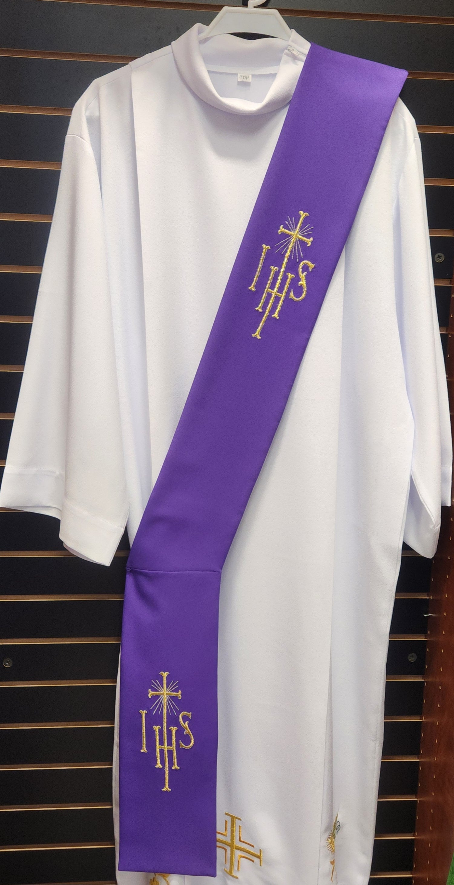 Deacon Stole with IHS Symbol - Purple - SO220PD