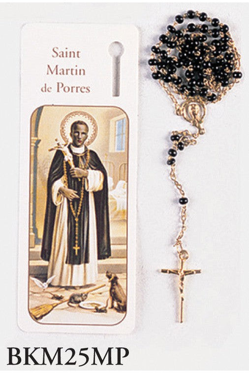 St Martin de Porres Bookmark with Rosary - WSBKM25MP-Inspirational Gifts-San Francis-Michigan Church Supply