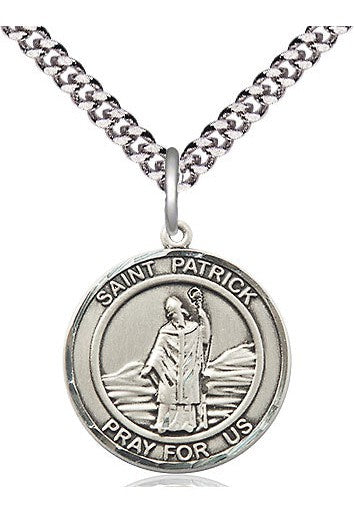 St Patrick round medal - FN8084RD-Jewelry-Bliss Mfg-Sterling Silver-Michigan Church Supply