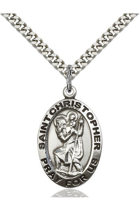 St. Christopher Medal - FN4020-Jewelry-Bliss Mfg-Sterling Silver-Michigan Church Supply