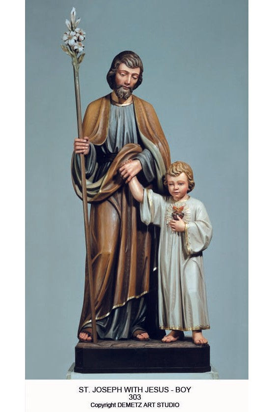 St. Joseph with Boy Jesus - HD303-Church Life-Demetz-Fiberglass 48"-Michigan Church Supply