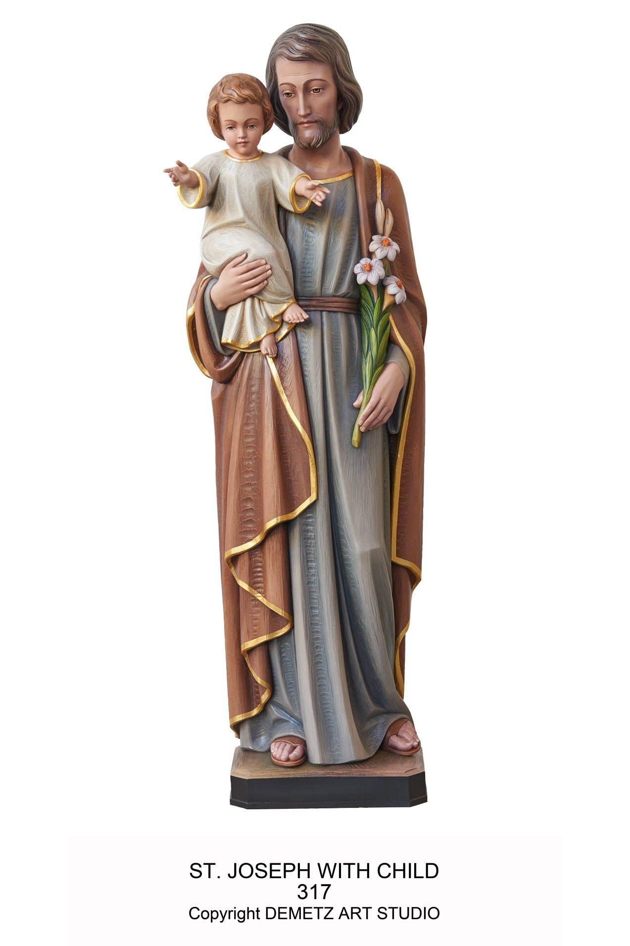 St. Joseph with Child - HD317-Church Life-Demetz-Fiberglass 24"-Michigan Church Supply