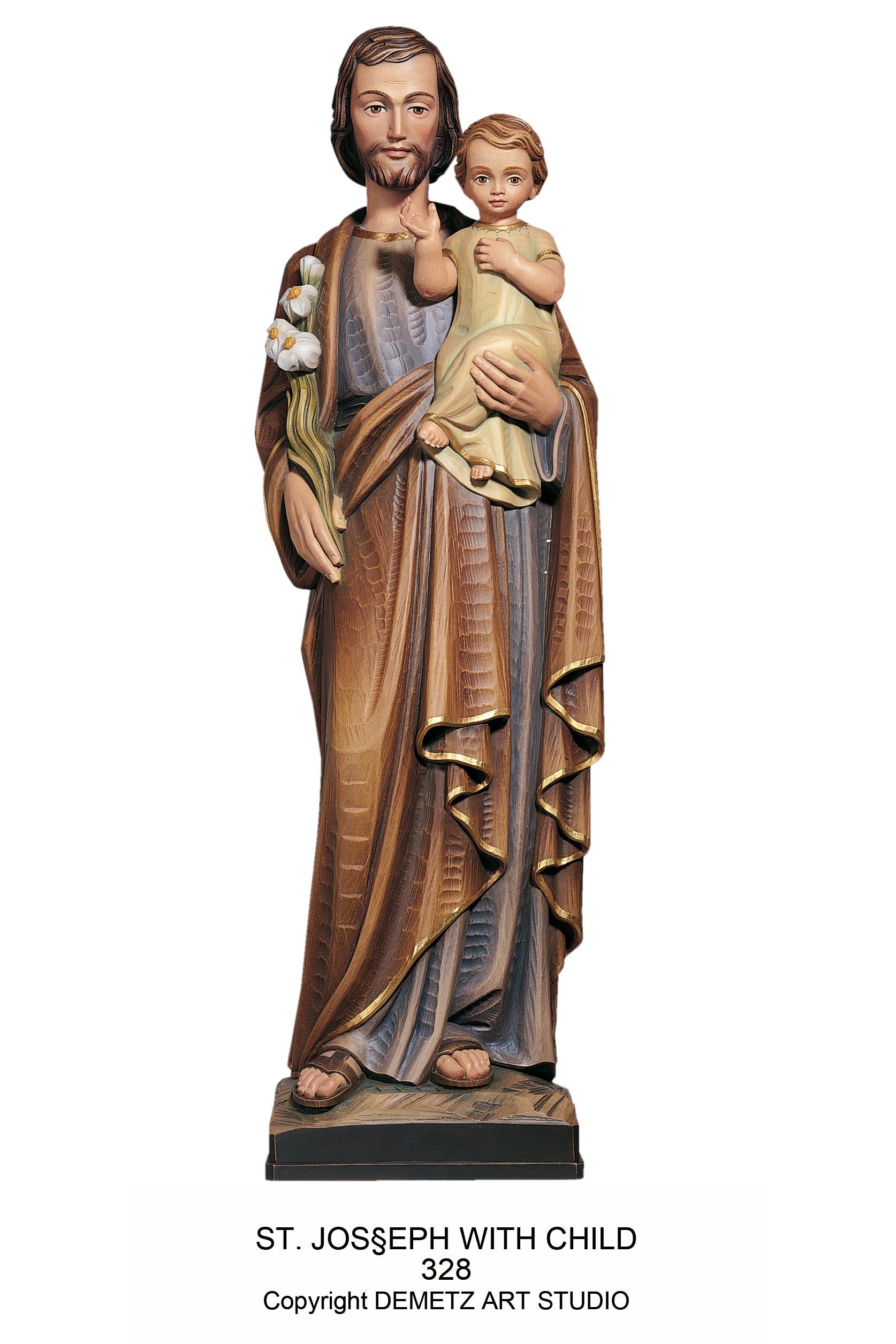 St. Joseph with Child - HD328-Church Life-Demetz-Fiberglass 24"-Michigan Church Supply