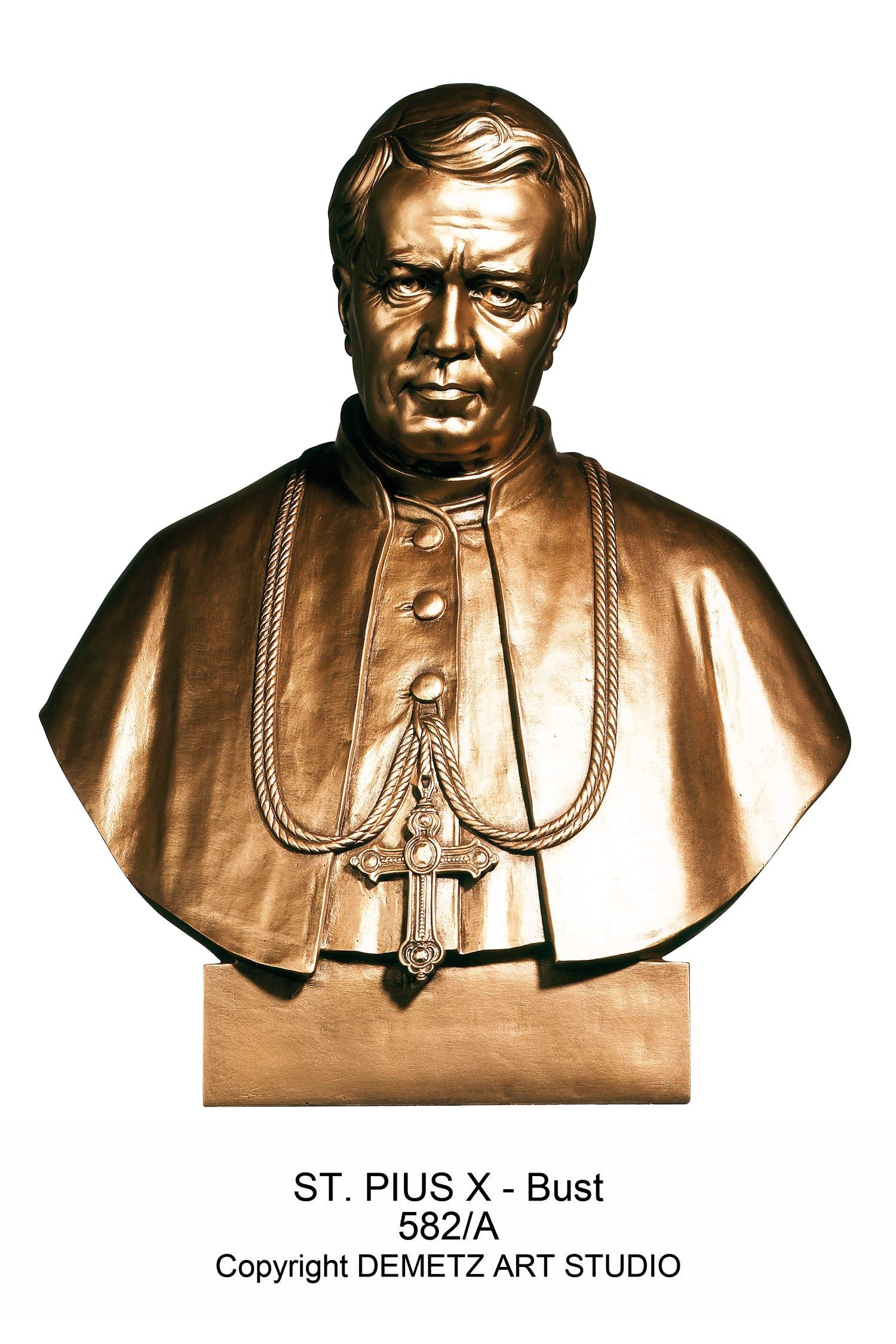 St. Pius X - Bust - HD582A-Church Life-Demetz-Michigan Church Supply