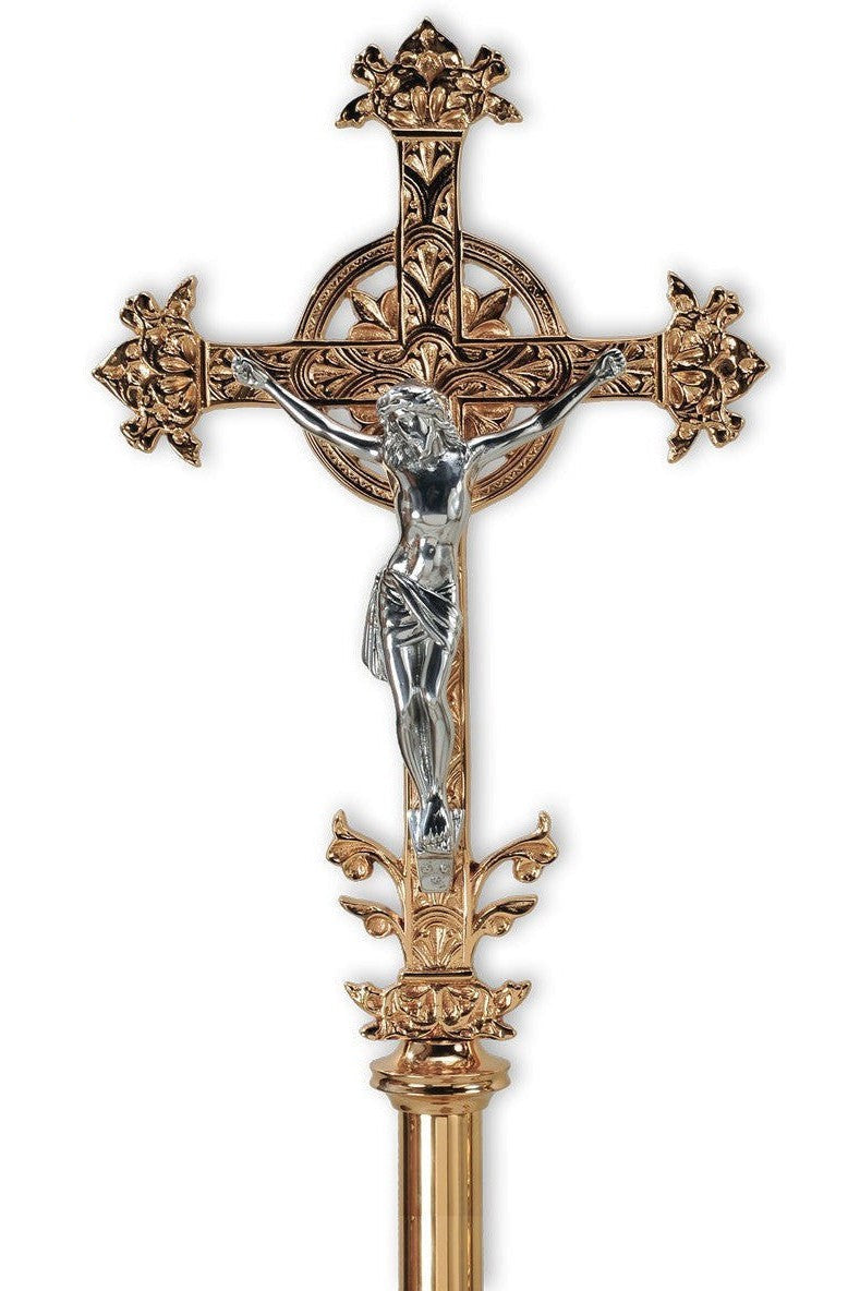 Standing Processional Crucifix - QF30PC18-Church Life-Empire Bronze-High Polish-Michigan Church Supply