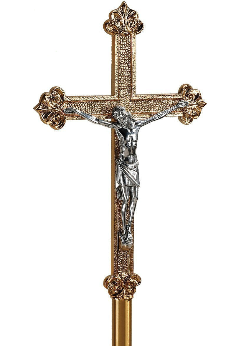 Standing Processional Crucifix - QF30PC71-Church Life-Empire Bronze-Satin-Michigan Church Supply