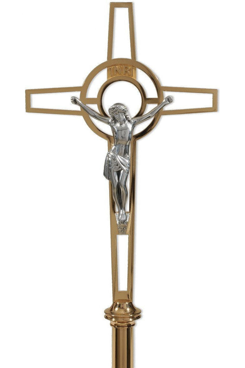 Standing Processional Crucifix - QF30PC85-Church Life-Empire Bronze-Satin-Michigan Church Supply