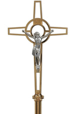 Standing Processional Crucifix - QF30PC85-Church Life-Empire Bronze-Satin-Michigan Church Supply