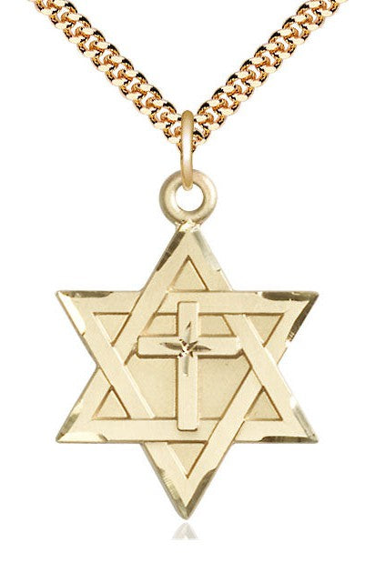 Star of David W/ Cross Medal - FN1212Y-Jewelry-Bliss Mfg-Gold Filled-Michigan Church Supply