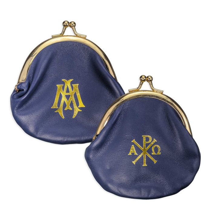 Genuine Sheepskin Leather Snap Rosary Pouch Blue - TA1687BL